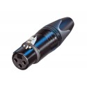 Fiche femelle XLR 3 points noire contacts or Neutrik droite